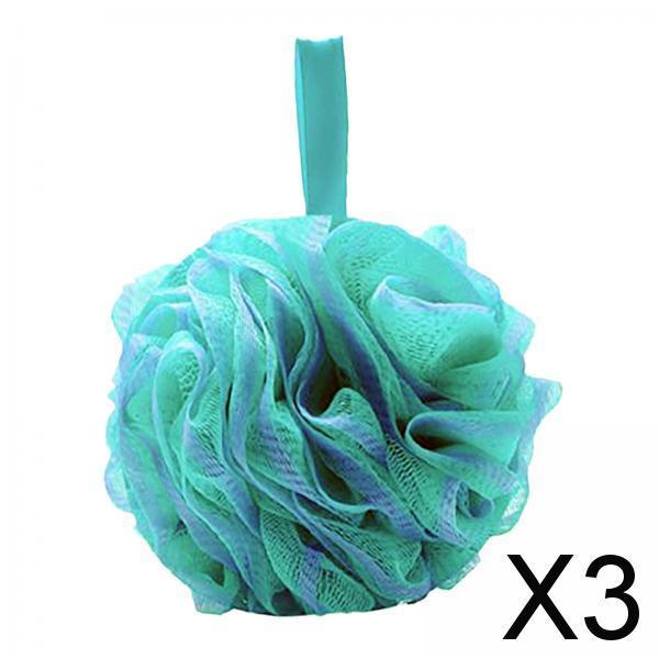 3xBath Sponge for Women Men Shower Pouf Net Body Scrubber Shower Loofah Sponge Green