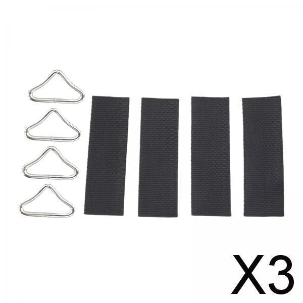 3x4Pcs V Shaped Rings Triangle Ring Buckles for Kids Trampoline Outdoor Repair with Straps