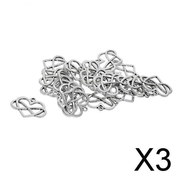 3x20pcs Tibetan Silver infinite love Heart Charms Pendants for Jewelry Making