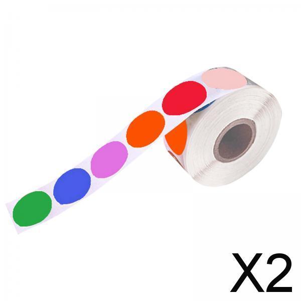 2x25mm Round Multi Color coded Inventory Dots Roll of 500 Labels Stickers