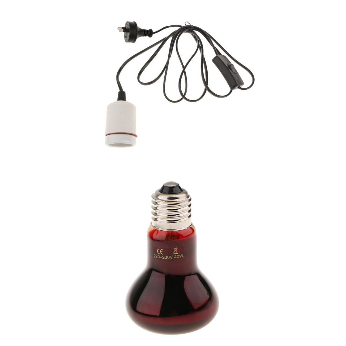 220V Reptile UVA Heat Light Bulb Night View E27 Heating Lamp-AU Plug 40W