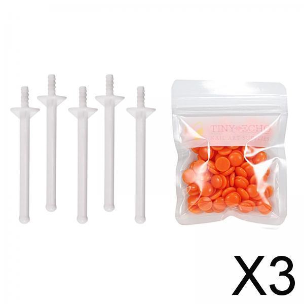 3x1Bag Depilatory Wax Waxing Beads Hair Removal Set & 5x Applicator Orange