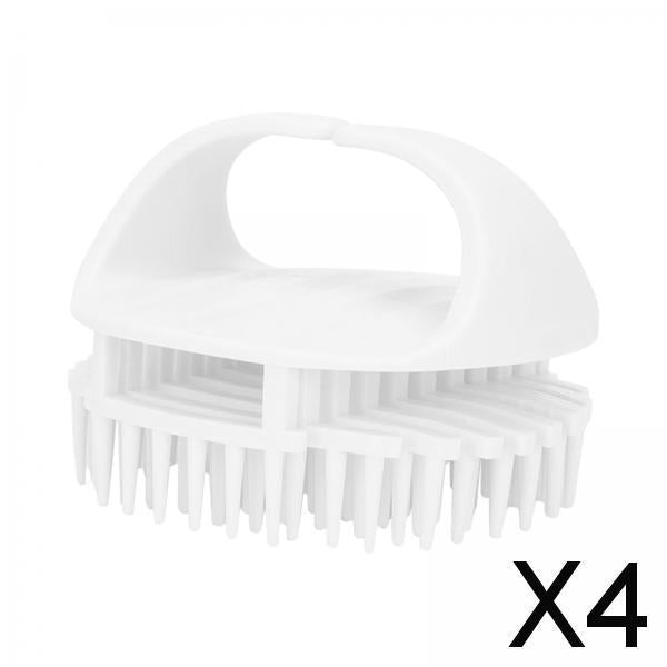 4xScalp Massager Shampoo Brush Hair Brush with Soft Silicone Bristles for Hair White
