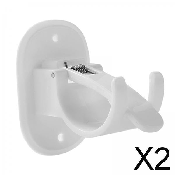 2xCurtain Rod Hooks No Drill Curtain Rod Brackets for Hotel Kitchen Livingroom White