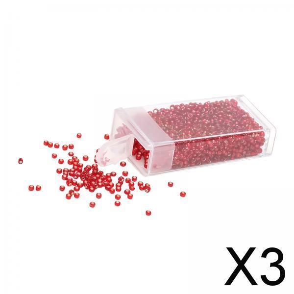 3x1000Pcs Glass Seed Beads Kit 2mm Craft Beads for Crafting DIY Jewelry Making Red