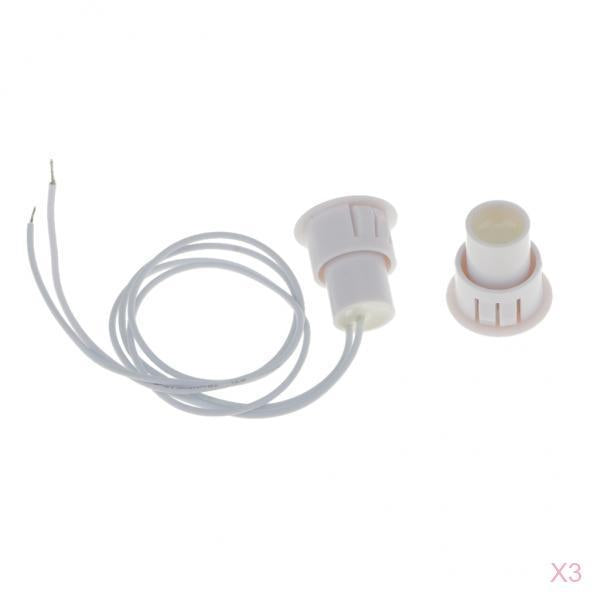 3-Pack Recessed Magnetic Door Window Contacts Alarm Siren Switch White