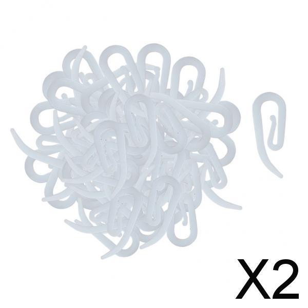 2xWhite Plastic Shower Curtain Rings Bathroom Door Curtain Accessory A 100pcs