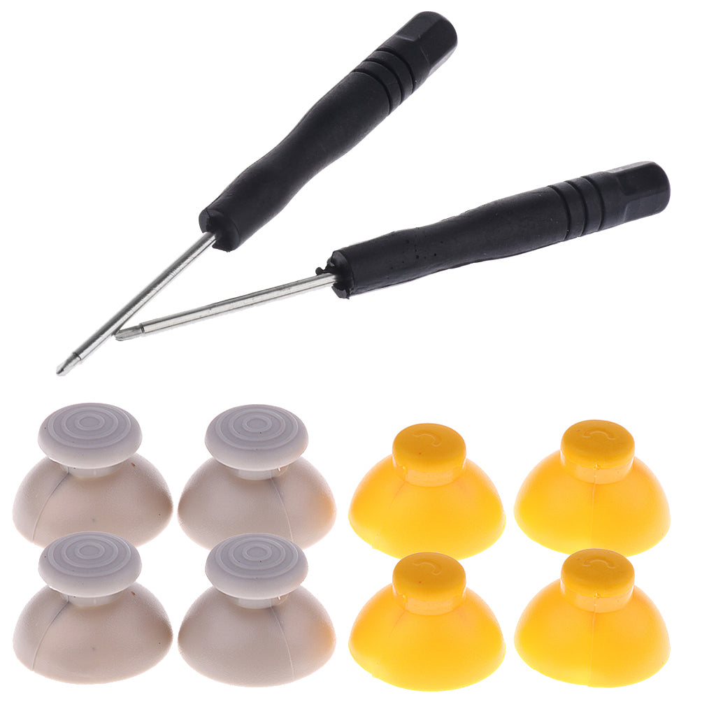 8x Joystick Caps Grey + Yellow for Nintendo GameCube NGC Controller + Tools