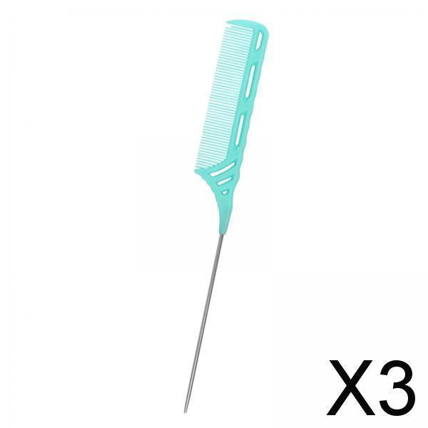 3xRat Tail Comb for Women / Men Girls Hair Styling at Home Salon green