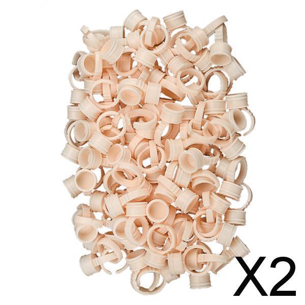 2x100PCS Silicone Pigment Rings Tattoo Ink Cups Makeup Ring Glue Holder Soft M
