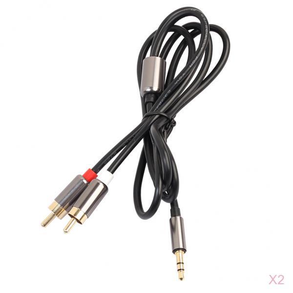 2Pieces 3.5mm Stereo Male Plug to 2 RCA Audio Male Adapter Speaker Cable 3ft
