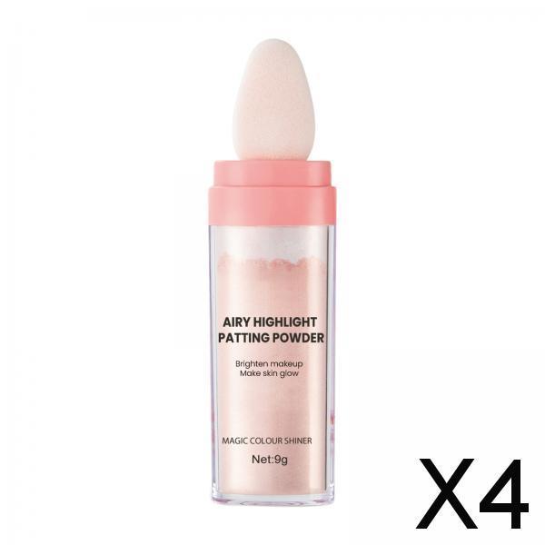 4xHighlighter Powder Stick Sparkle Setting Powder Face Blusher for Makeup Pink
