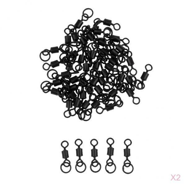 2 x 50Pcs Flexible Ring Matt Black Fishing Swivels for Carp Safety Clips Rig