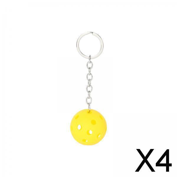 4xPickleball Keychain Portable Pickleball Bag for Backpack Hoilday Handbag yellow
