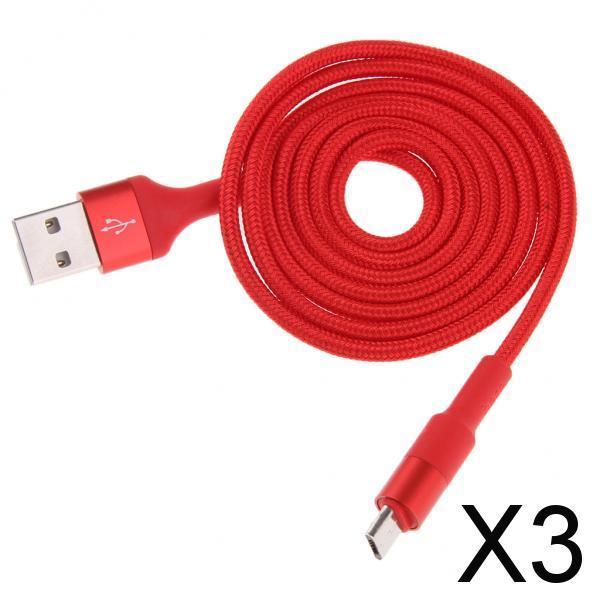 3xUSB Charging Power Supply Adapter Data Cable for Android Device Red
