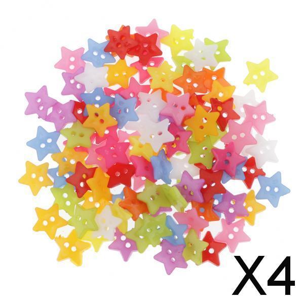 4x100x 15mm Colorful Plastic 2-holes Buttons for DIY Sewing Craft Star