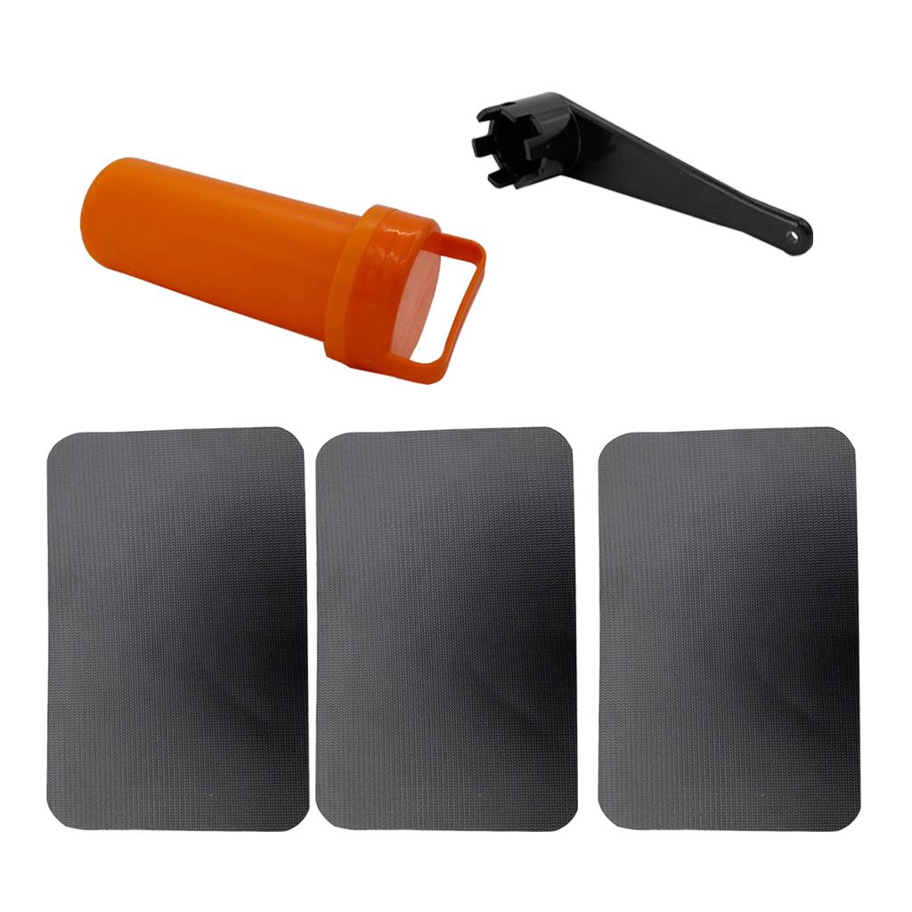 Inflatable Boat Kayak Repair Kit PVC Patch Valve Wrench Container Bucket