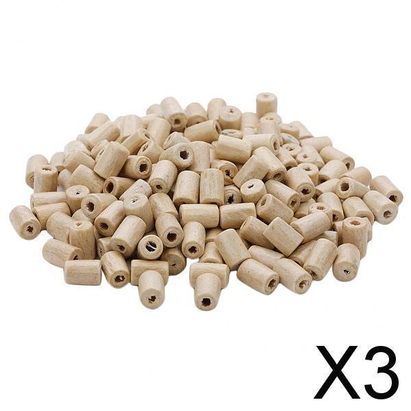 3x300pcs Natural Wooden Tube Bead DIY Jewelry Making Sewing Crafts Decors