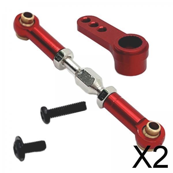 2xRC Steering Linkage Set Professional Metal Steering Rod for 16207 Trucks Red