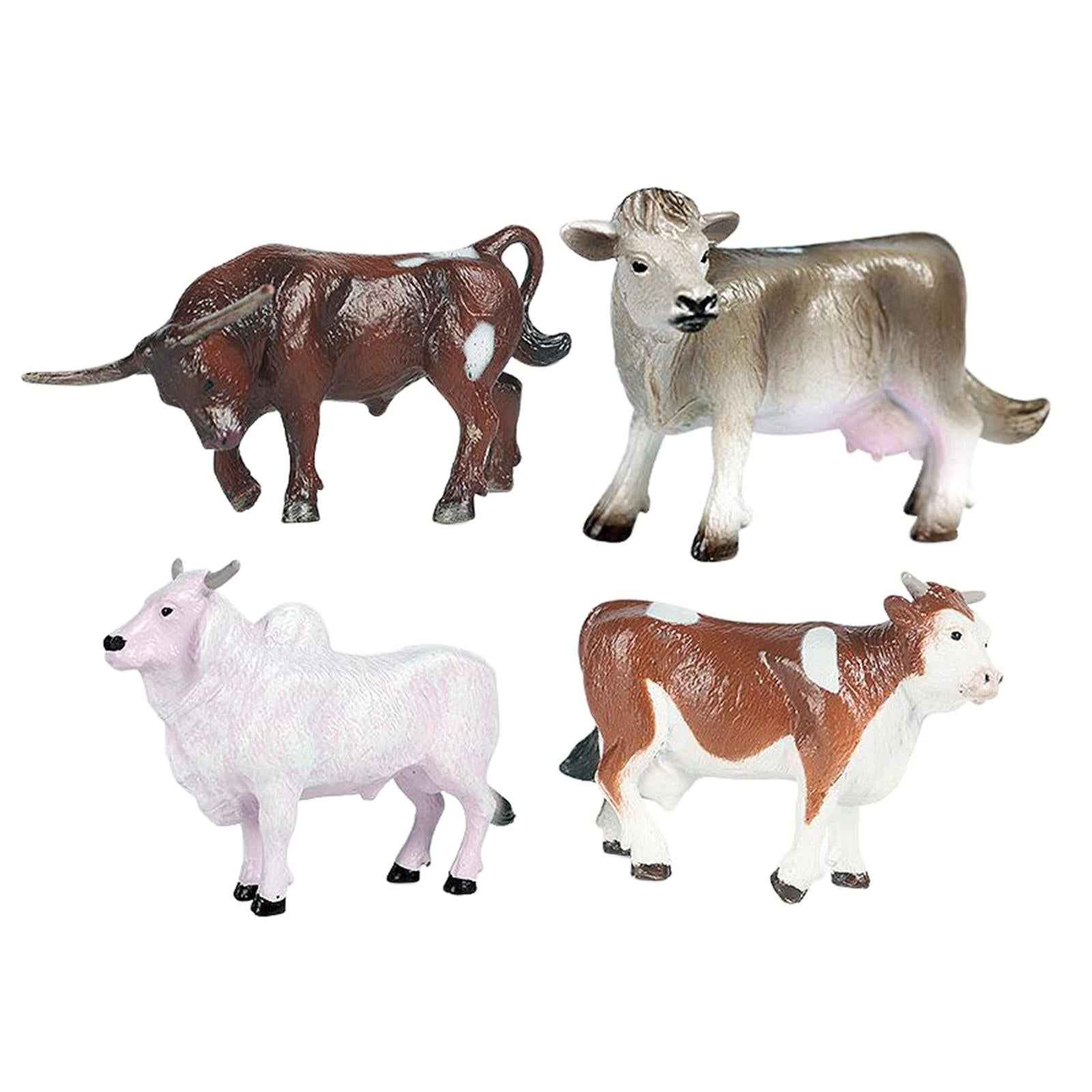 4pcs Cattle Figurine Simulated Bull Realistic Animals Cow Educational Toy C