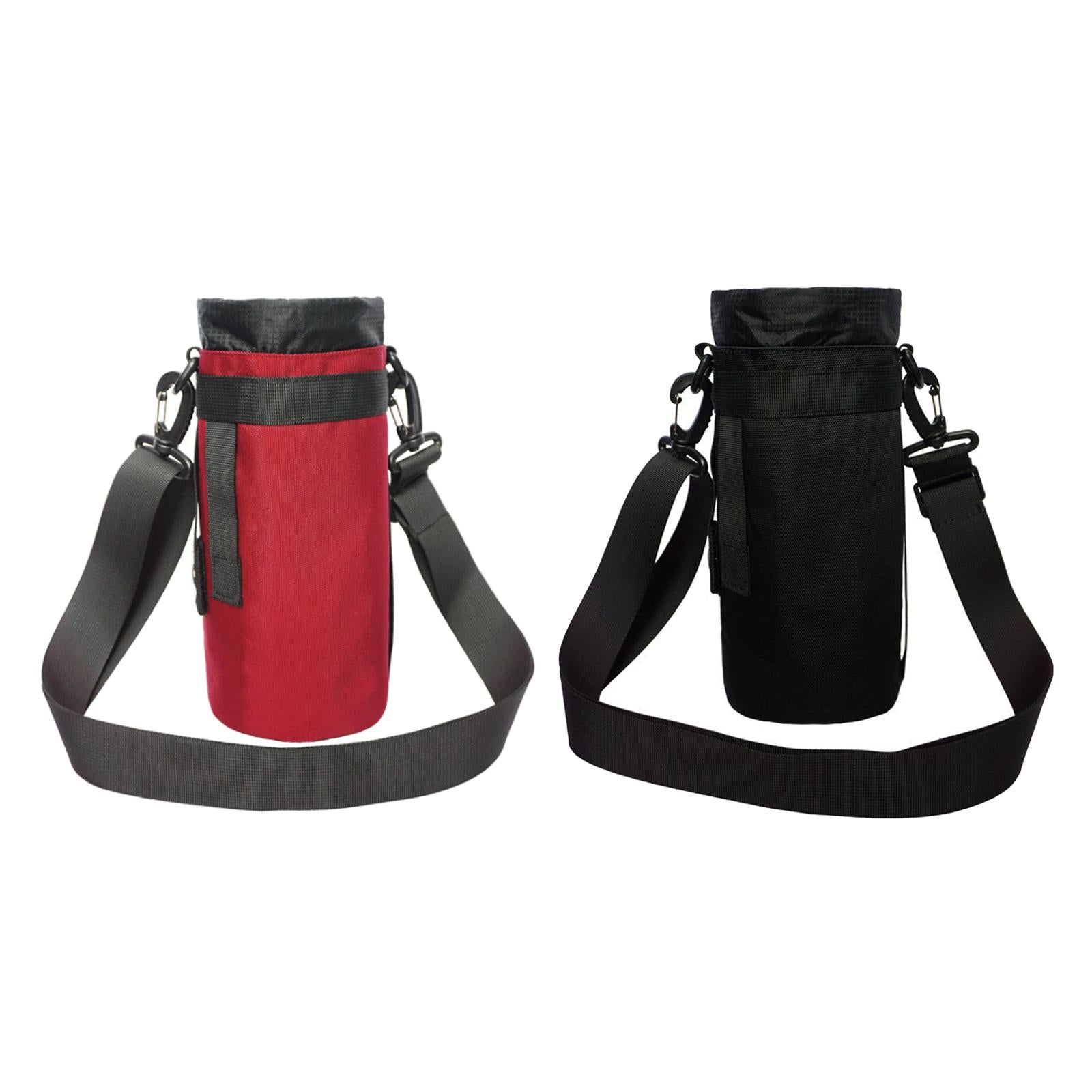 2pcs 1.5L Sports Water Bottle Holder Carrier Pouch Sleeve Bag Black Red