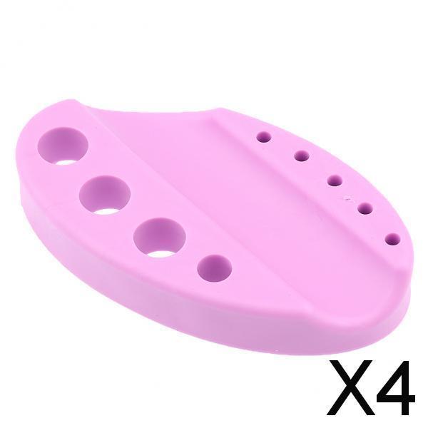 4xSilicone Pigment Pen Holder Permanent Makeup Tattoo Ink Cup Cap Stand Purple