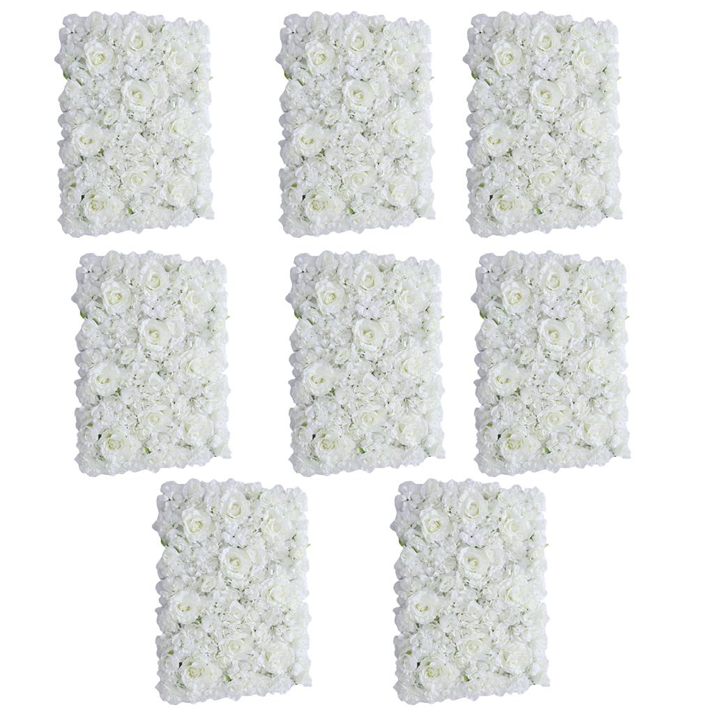 8 Pieces Artificial Flower Wall Panel Wedding Venue Flower Decor White