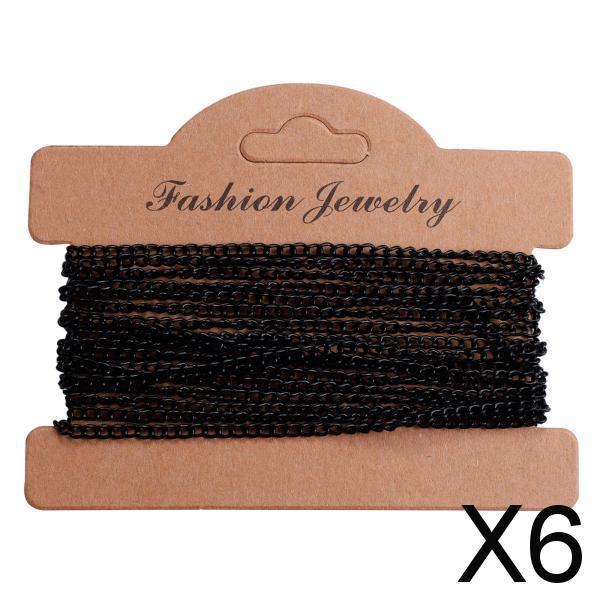 6xTwisted Link Chain DIY Jewelry Making Keychain Earrings Curb Cable Chain Black Plating