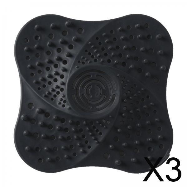 3xBathroom Drain Hair Catcher Bath Stopper Water Sink Strainer Filter Black