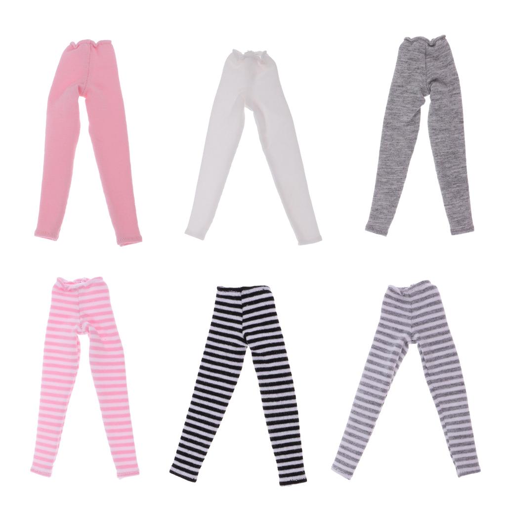 6 Pieces Striped Leggings Long Socks Pants Dress Up for 12 Blythe BJD Doll"
