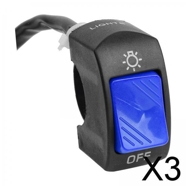 3xMotorcycle Headlight Control Switch Button Easy Installation Replaces on Off Switch Blue