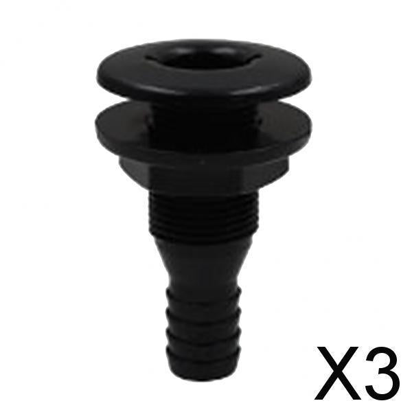 3x5/8'' Black Plastic Marine Yacht Bilge Pump Thru-Hull Fittings for Boat