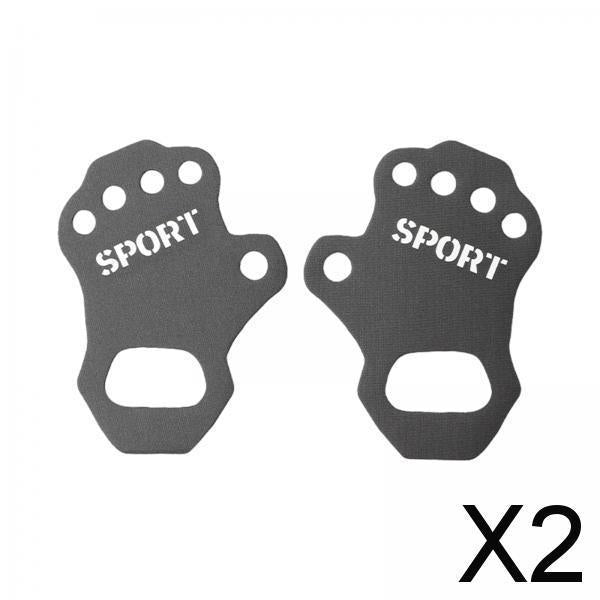 2xWorkout Gloves Hand Grips Weightlifting Grip Pads for Men Women Deadlift M Grey