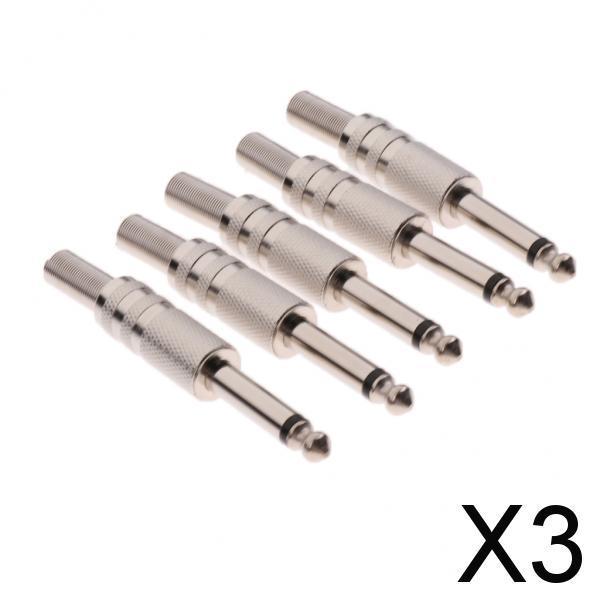 3x5Pcs High Quality 6.35mm Audio Microphone Connector Assembly Mono Audio Plug