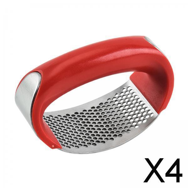 4xGarlic Press Rocker Save Labors Easily Clean Arch Shape Garlic Crusher Mincer Red