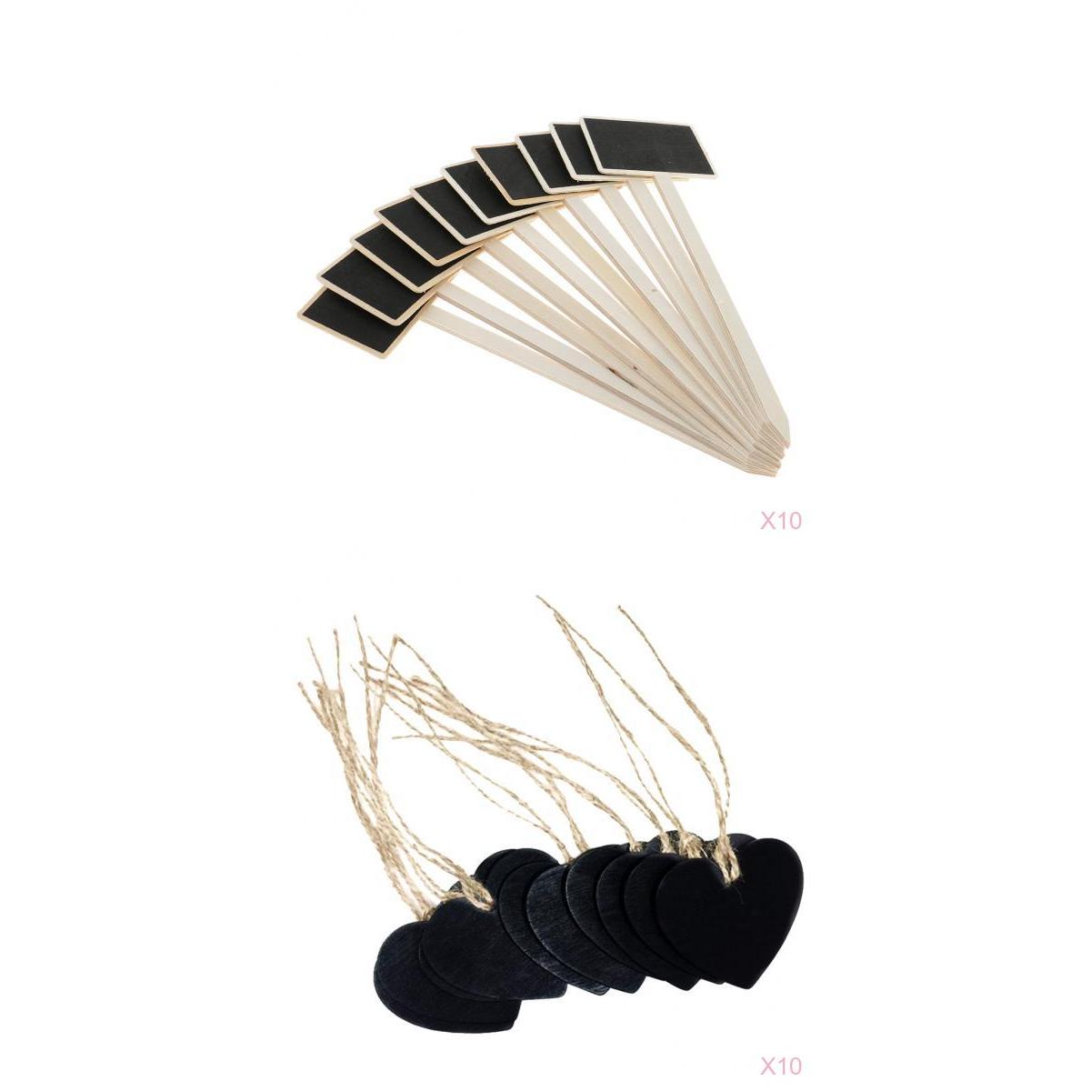 200pcs Mini Wooden Blackboard Chalkboard Stick Tags Message Boards Mixed