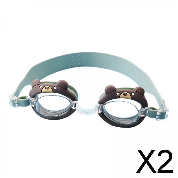 2xSwimming Goggles Teenager Child 2-12 Years Old Fashion Swim Goggles for Kids Bear