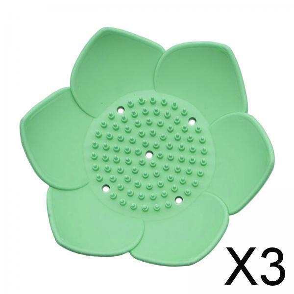 3xPortable Soap Dish Soap Holder with Drainage Soap Tray for Bathroom Shower Green