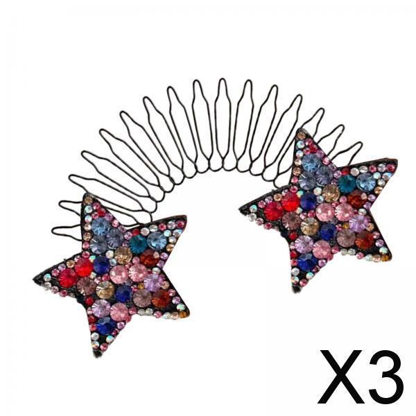 3xHair Clip Comb Hairpins for Girl Durable Hair Styling Tool for Long Hair Multicolor