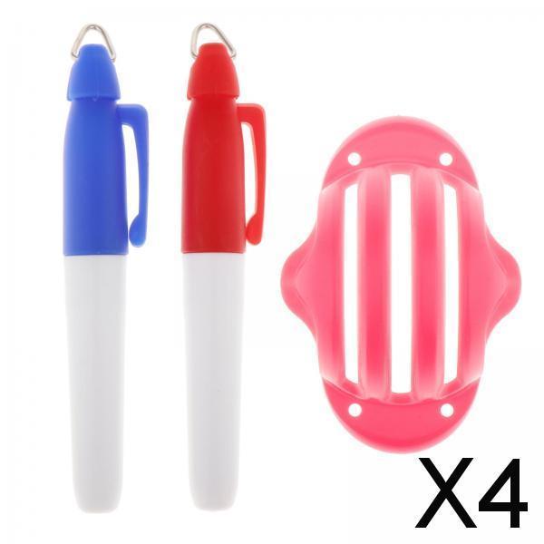 4xGolf Ball Liner Marker Template Alignment Marker Pens Putting Aids Red