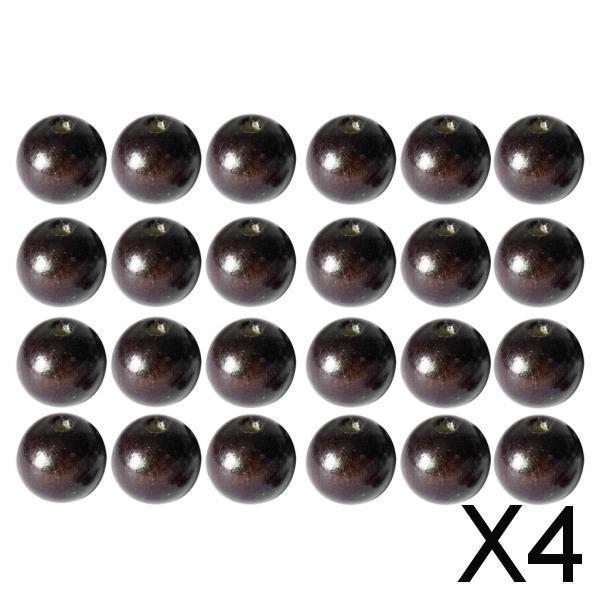 4x50Pcs Round Wooden Beads DIY Jewelry Necklace Craft Making 14mm Dark Coffee