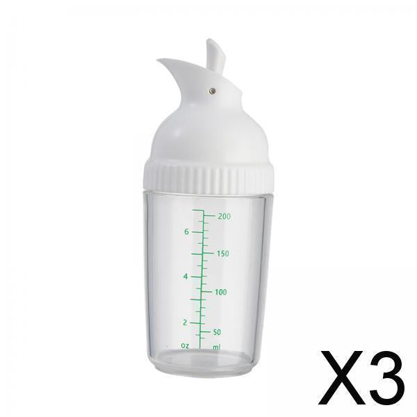 3xSalad Dressing Shaker 200ml Clear Leakproof Salad Shaker Dispenser Household White