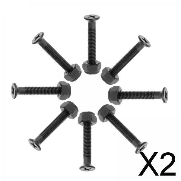 2x8 Pcs Longboard Skateboard Truck Wheel Installing Hardware Screws Black