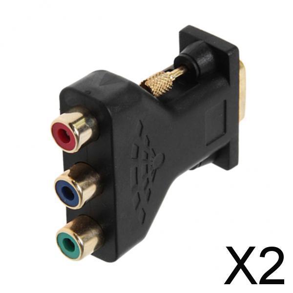 2x3 RCA RGB Video Female To 15-PIN VGA Male Component Video Jack Adapter Black