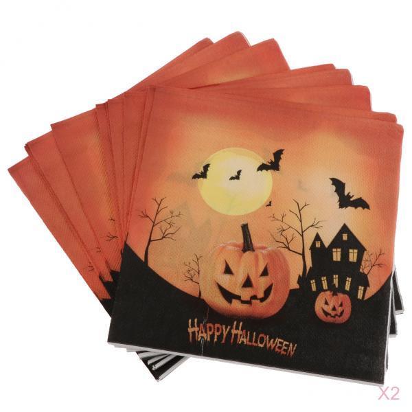 40pcs Happy Halloween Pumpkin Bat Paper Napkin Disposable Napkin Tableware