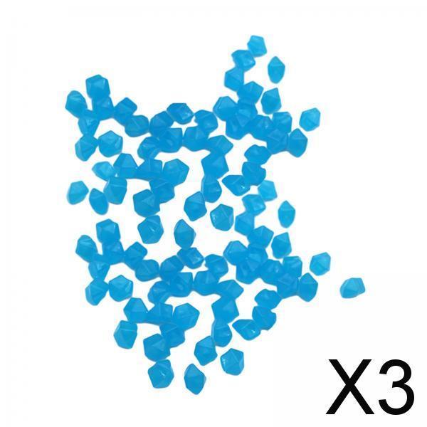 3x100 Pieces Glow in The Dark Stones Rocks Indoor Outdoor for Fish Tank Sturdy Blue