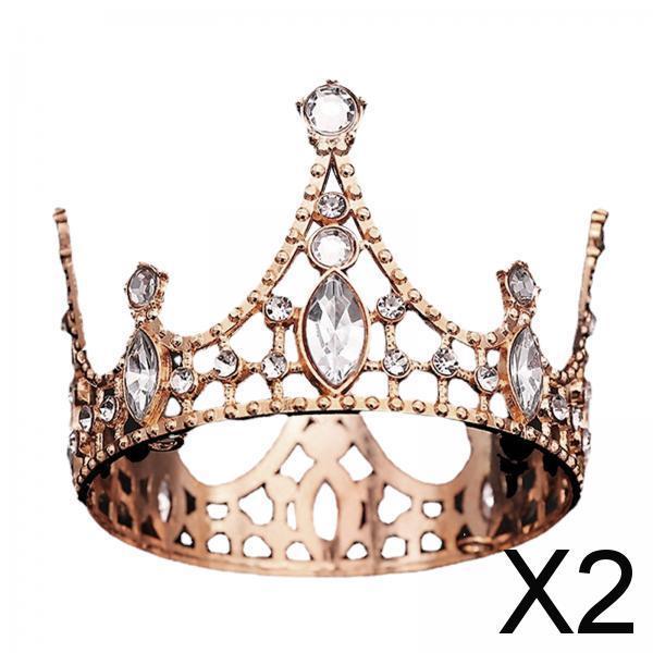 2xHairband Tiaras Modern Tiaras Headpieces for Themed Parties Wedding Birthday rose gold