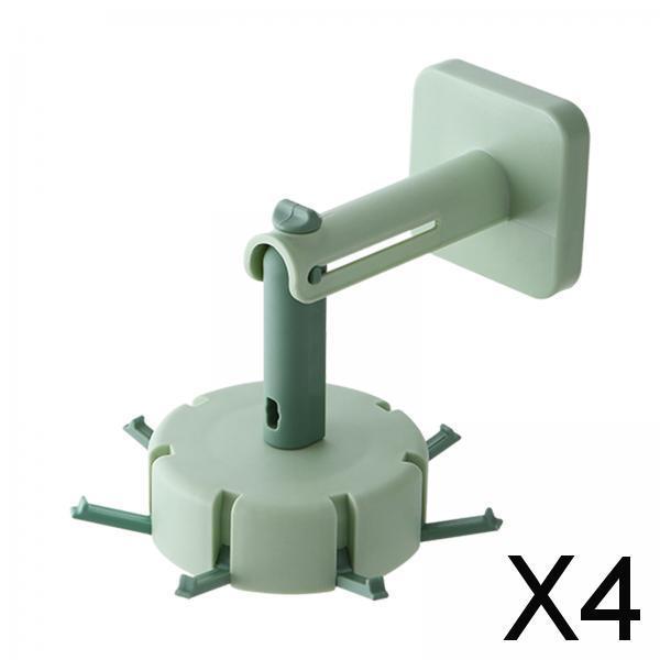 4xWall Mounted Rotating Utensils Hooks Cooking Tools for Knives Bathroom green