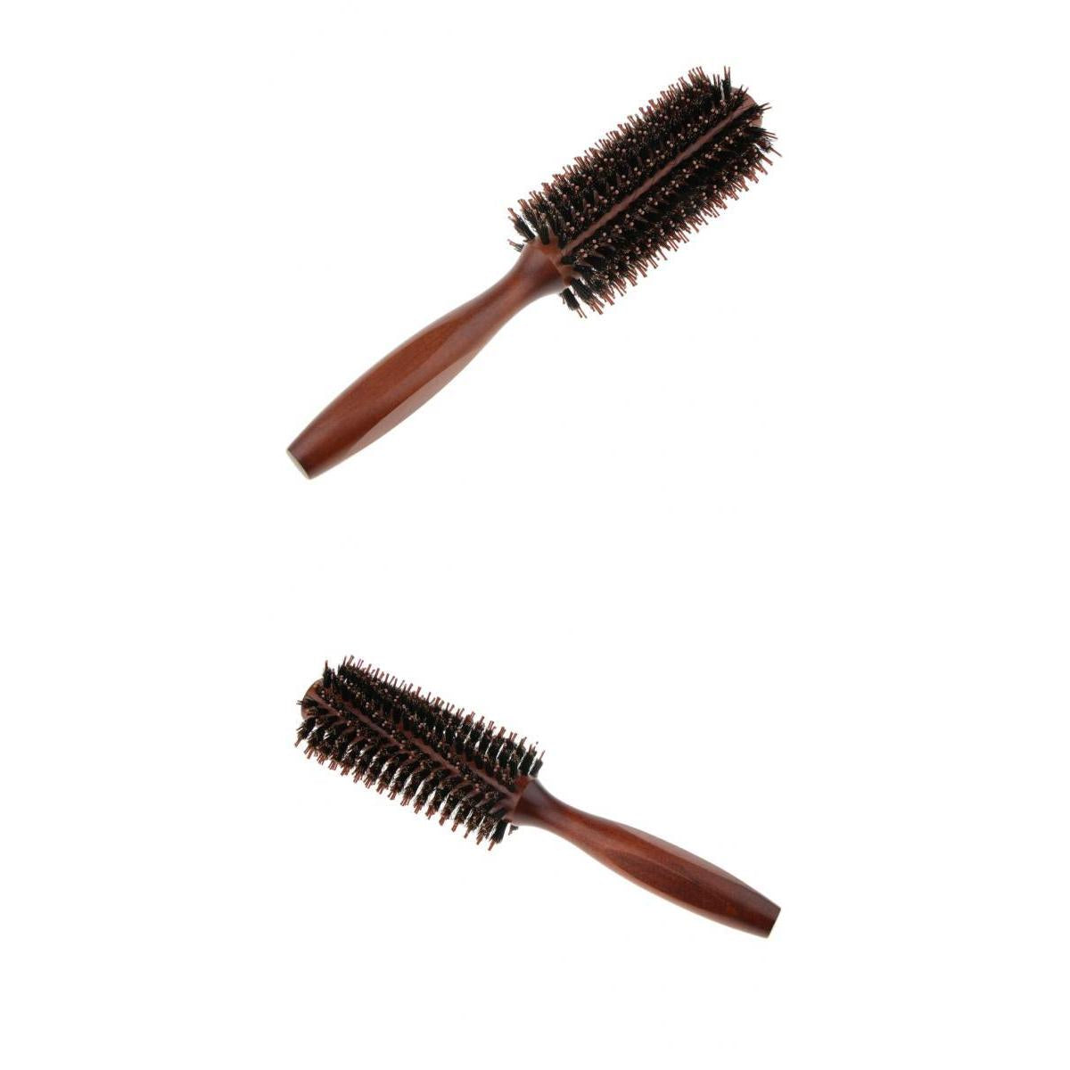 2PCS Wooden Handle Bristle Nylon Hair Care Round Brush Anti Hair Loss Comb