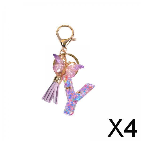 4xResin Keychain Ornaments Girls Women Gifts English Alphabet Keyring Keychain Y